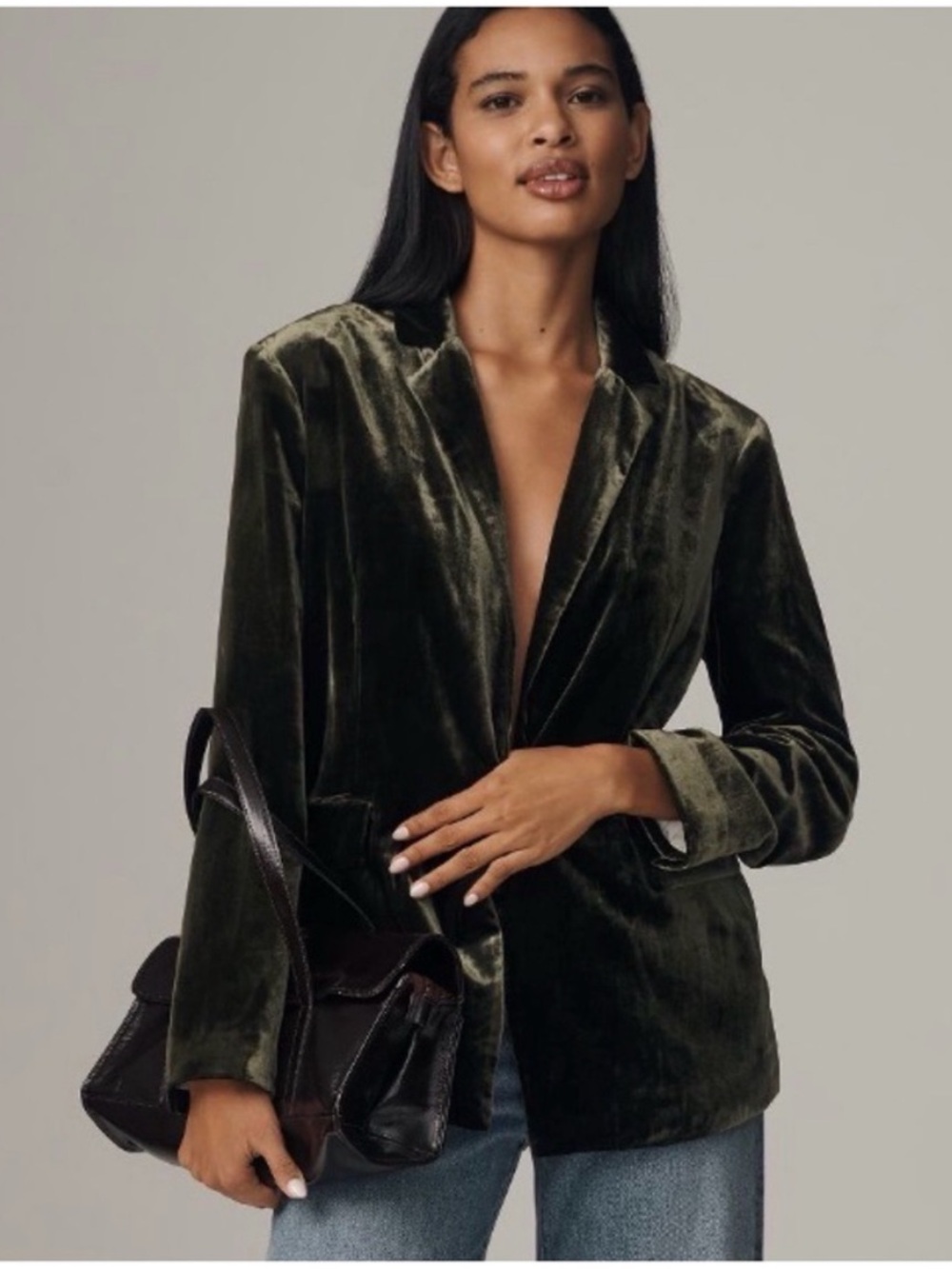 NWT Anthropologie Maeve The Tessie Velvet Blazer Jacket , L
